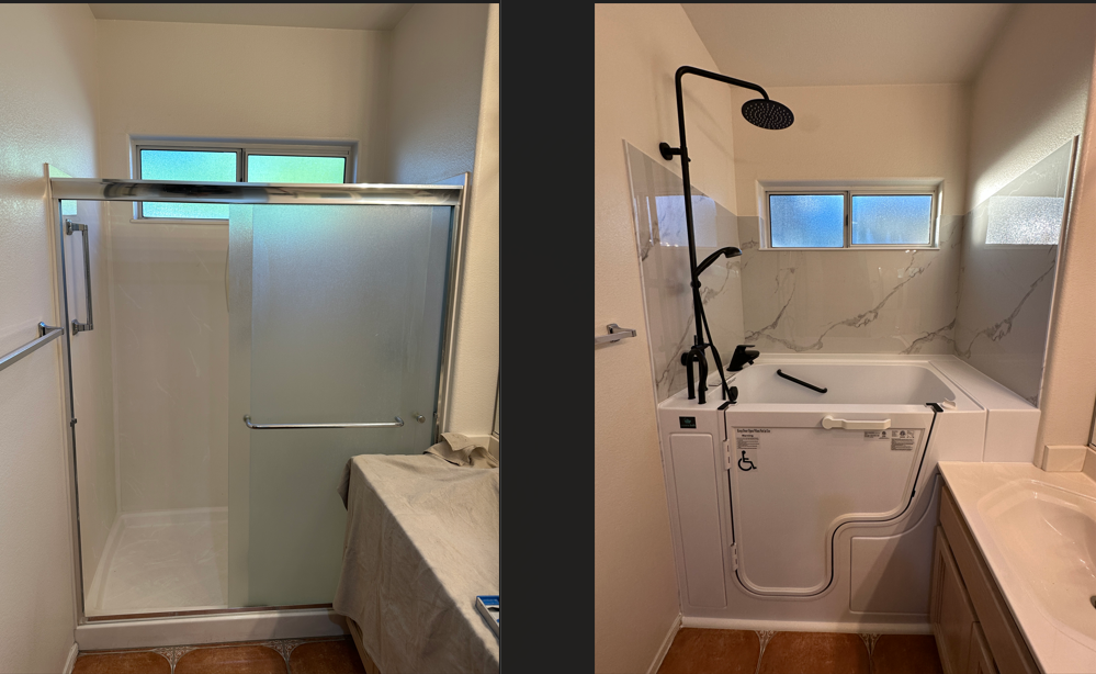 Before and after accessible bathroom remodel by Secure Bath